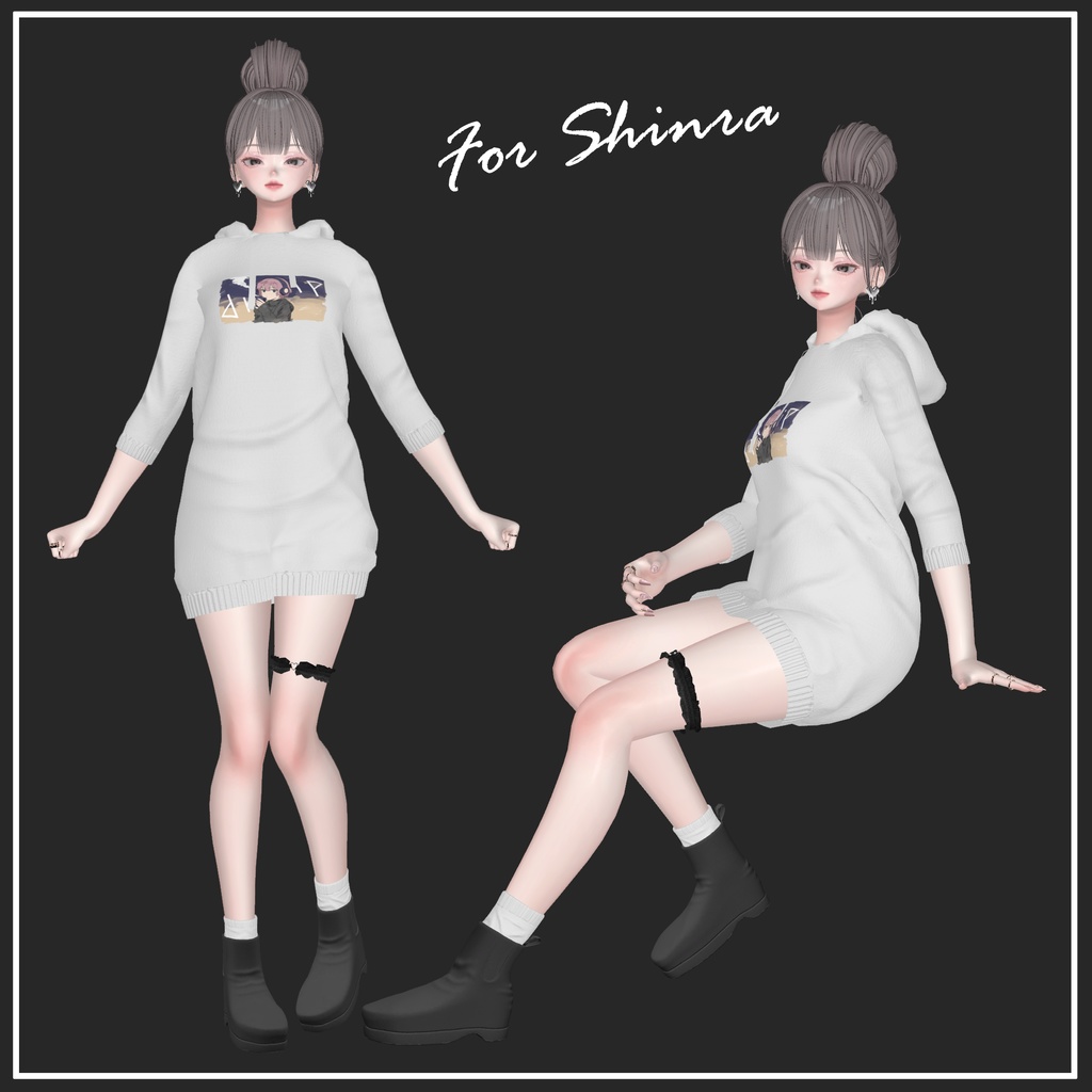 【複数アバター対応】Long Hoodie【VRChat想定】