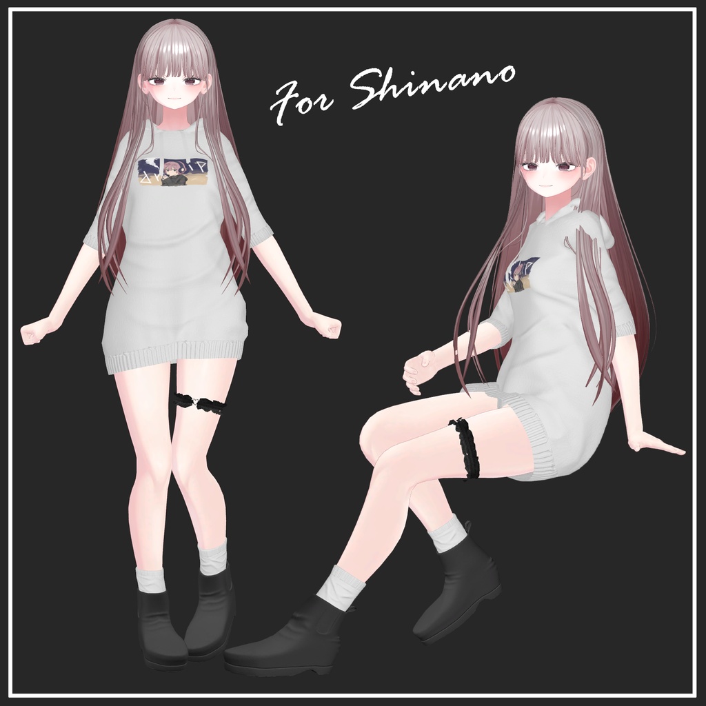 【複数アバター対応】Long Hoodie【VRChat想定】