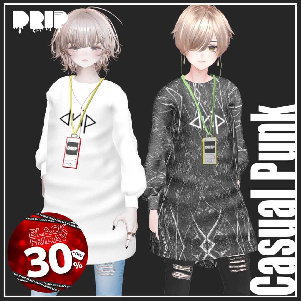 📣Black Friday SALE📣~11/30まで【マリシア/+Head対応】Casual Punk【VRChat想定】
