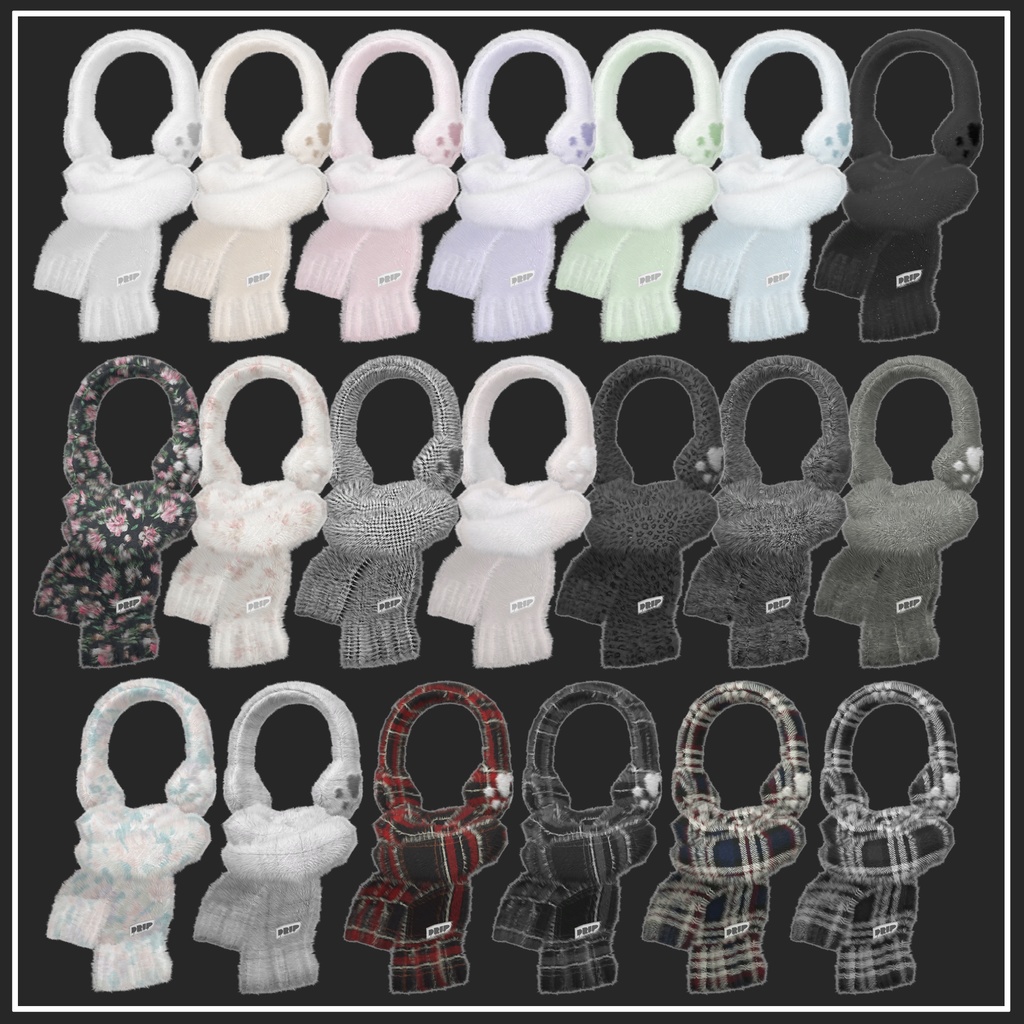 【VRChat想定】Paw earmuffs & muffler【アクセサリー】