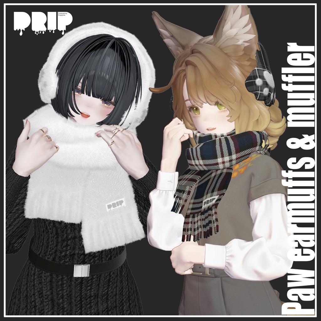 【VRChat想定】Paw earmuffs & muffler【アクセサリー】