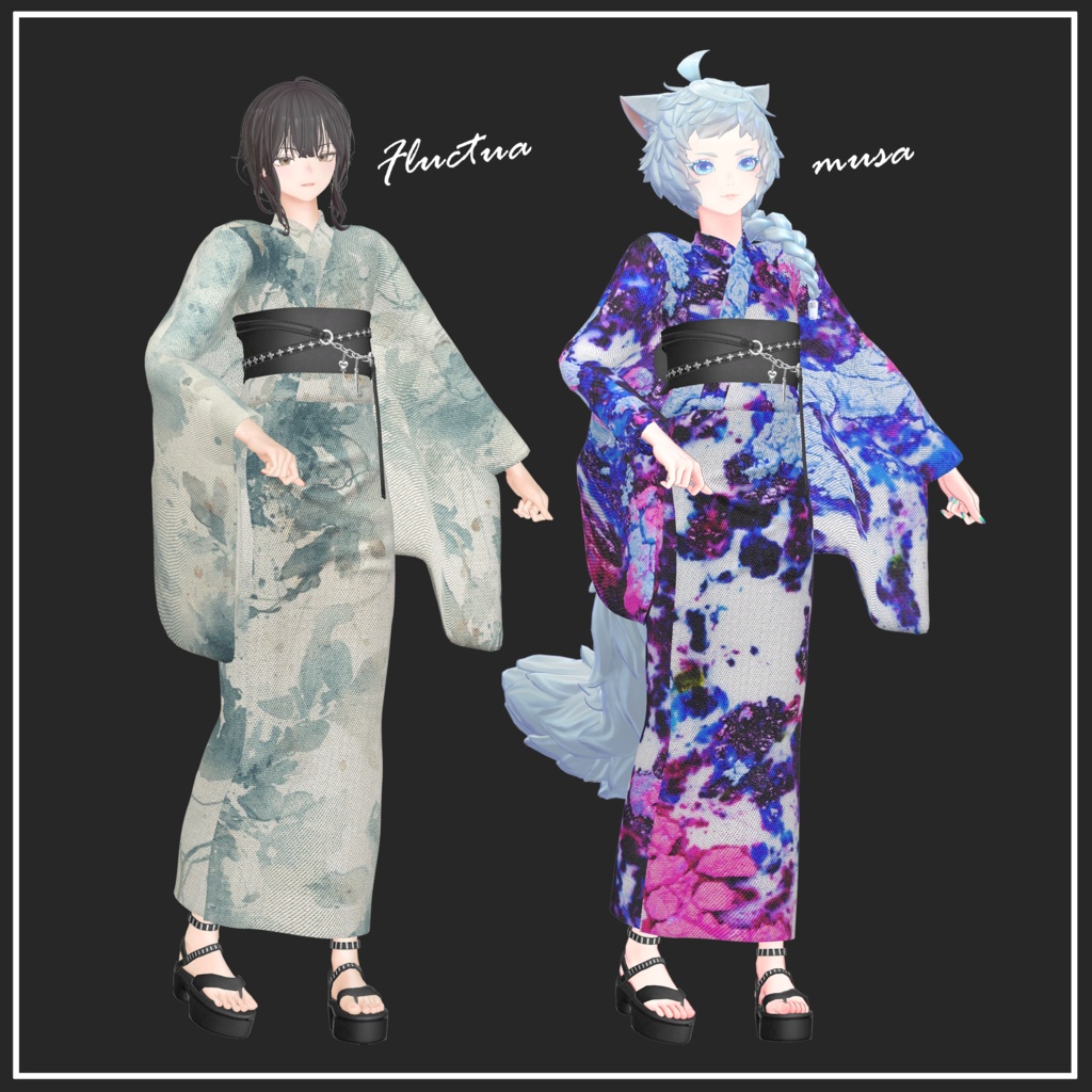 【複数アバター対応】Punk mode yukata【VRChat想定】