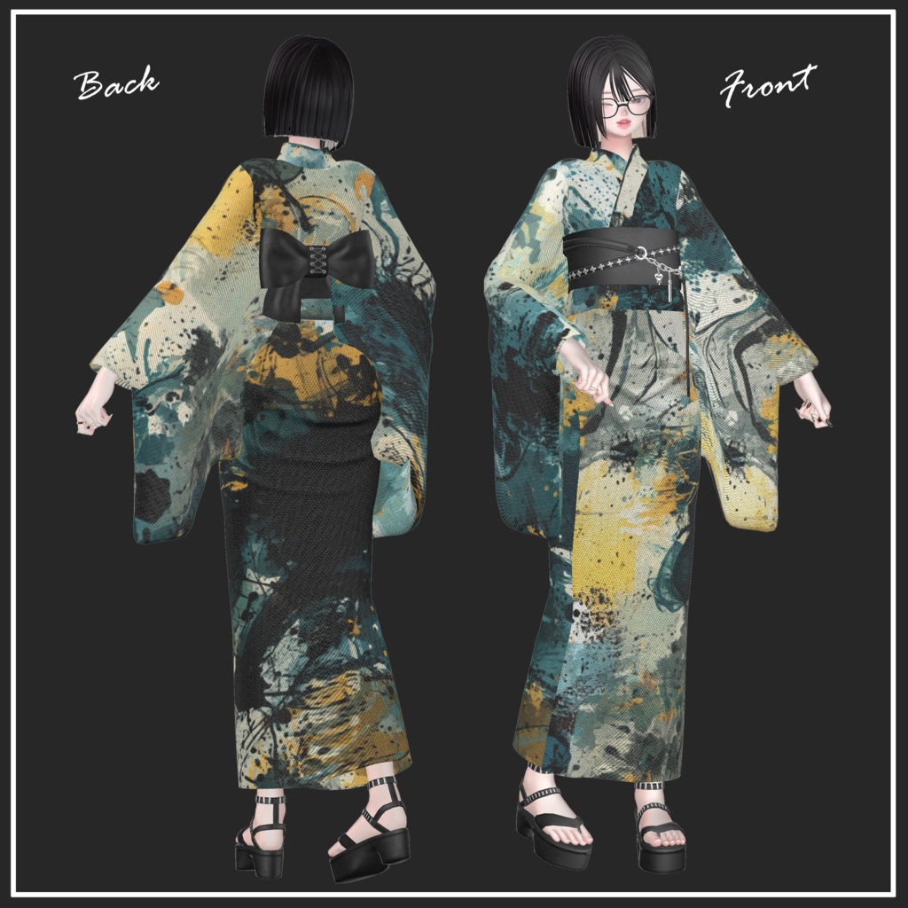 📣販売開始1週間限定SALE📣~7/16まで【複数アバター対応】Punk mode yukata【VRChat想定】