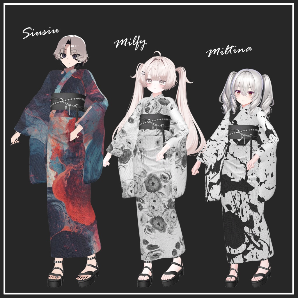 【複数アバター対応】Punk mode yukata【VRChat想定】