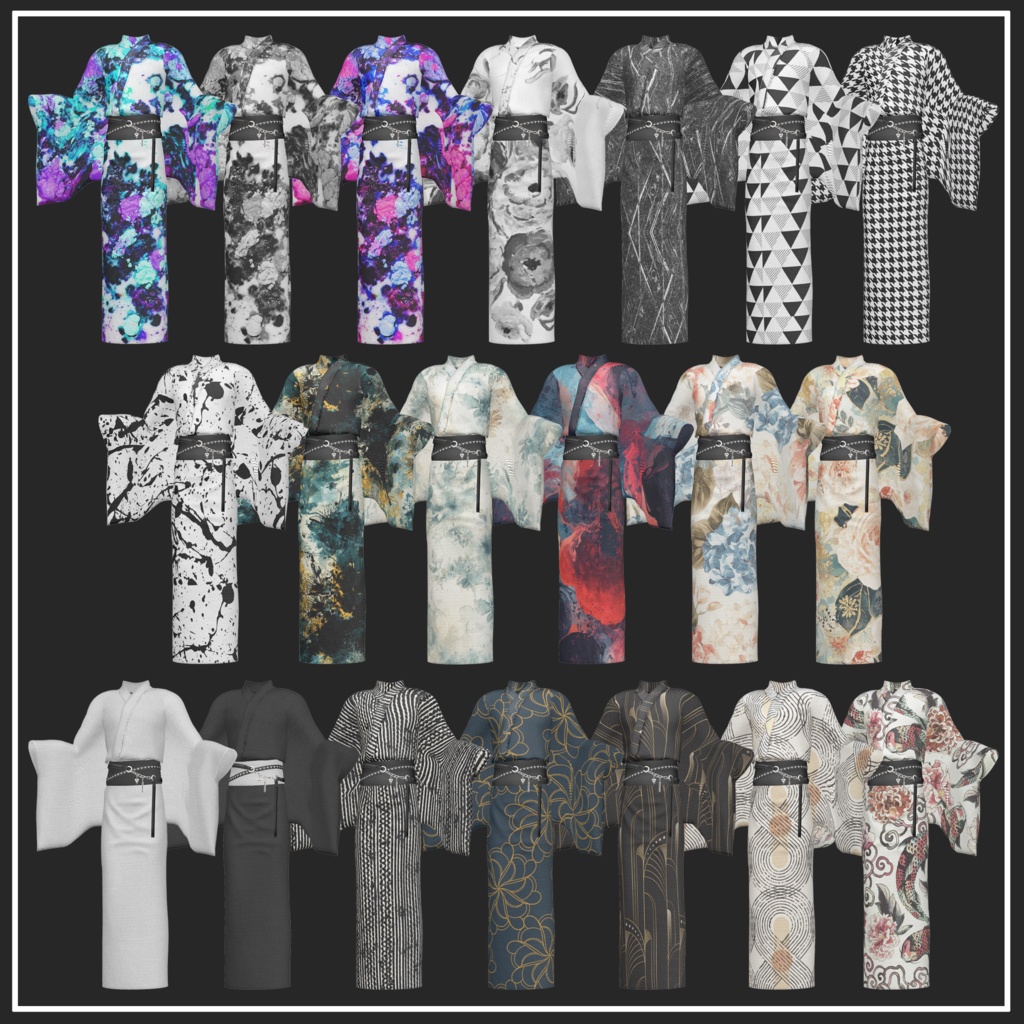 📣販売開始1週間限定SALE📣~7/16まで【複数アバター対応】Punk mode yukata【VRChat想定】
