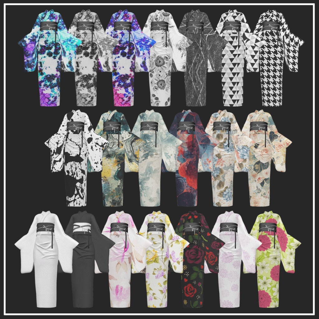 📣販売開始1週間限定SALE📣~7/16まで【複数アバター対応】Punk mode yukata【VRChat想定】