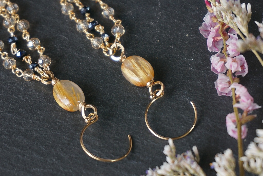 【髭切イメージ】針水晶のピアス【とうらぶ】