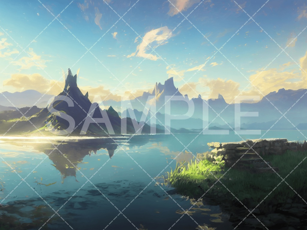 背景素材 湖 水辺3種 ファンタジー系 テラシュールウェア Booth