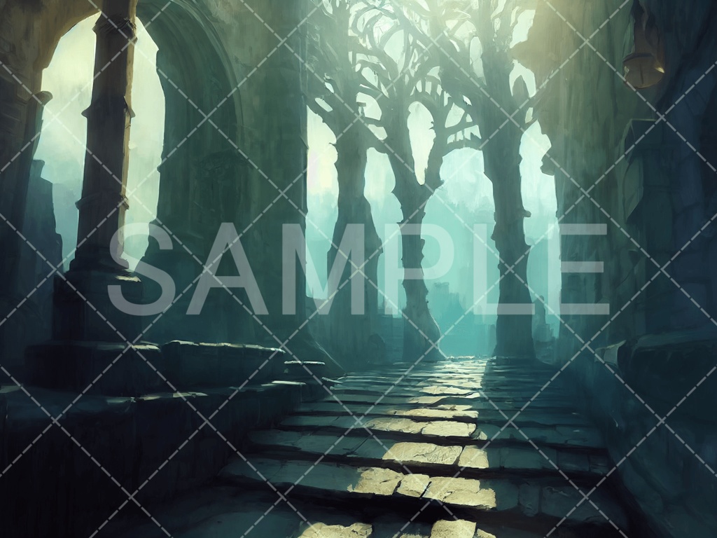 【背景素材】城・塔・館3種［005］