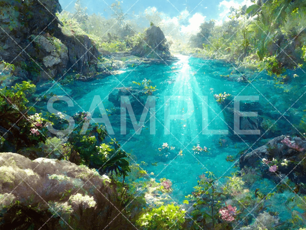 【背景素材】湖・水辺3種(ファンタジー系)⑧