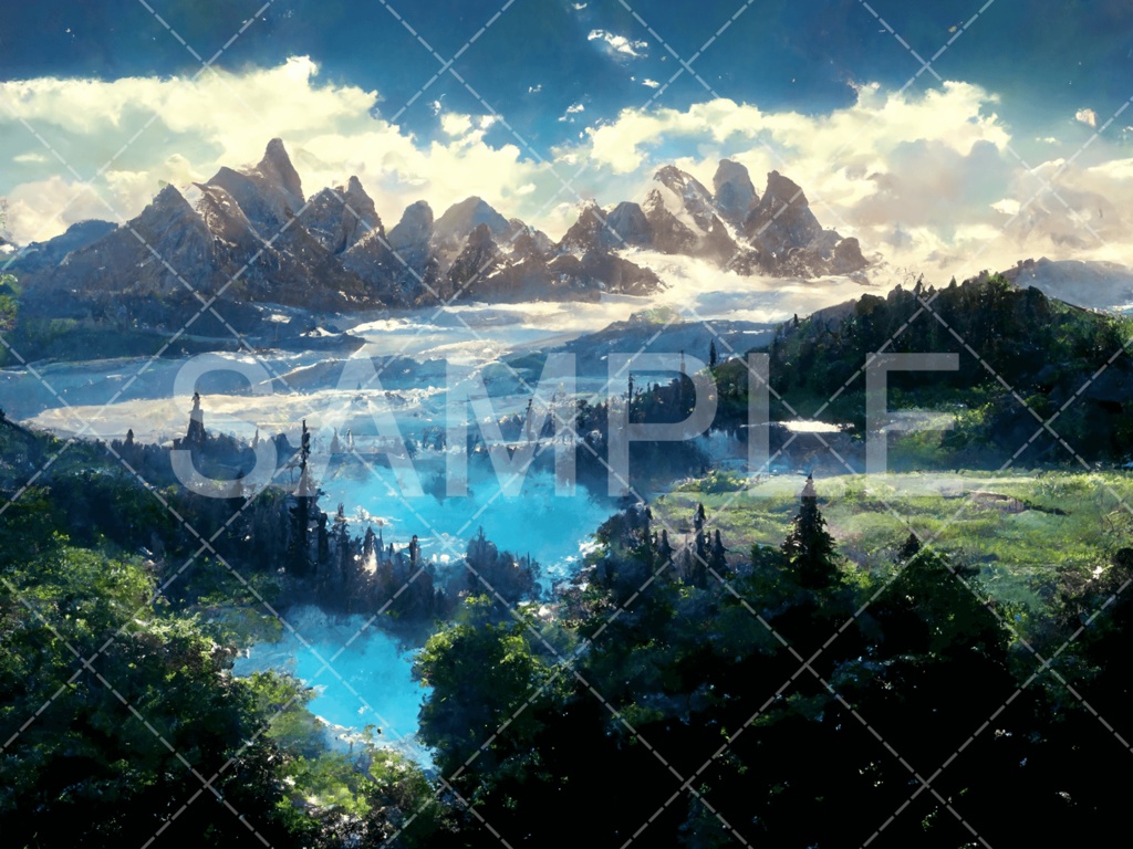 【背景素材】山・山岳3種（ファンタジー系）［002］