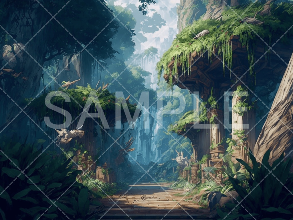 【背景素材】森3種(ファンタジー系)㉝