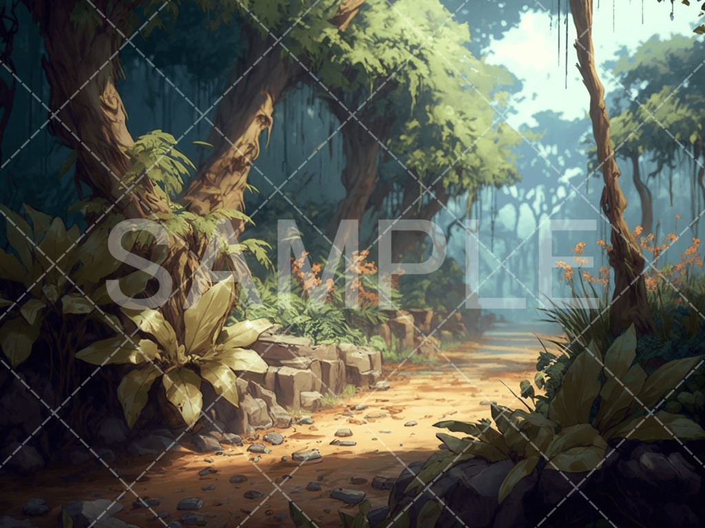 【背景素材】森3種(ファンタジー系)㉝