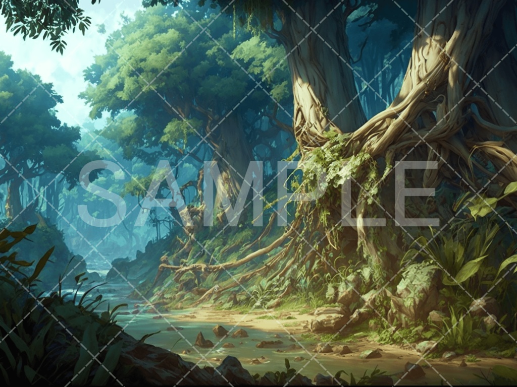 【背景素材】森3種(ファンタジー系)㉝