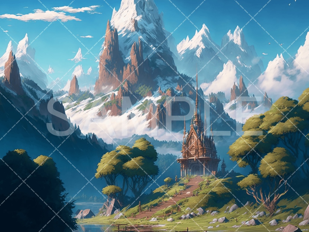 【背景素材】山・山岳3種(ファンタジー系)③