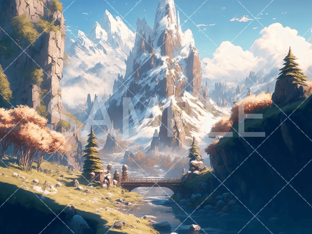 【背景素材】山・山岳3種(ファンタジー系)③