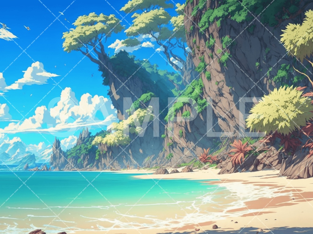 【背景素材】海・海辺3種(ファンタジー系)⑩