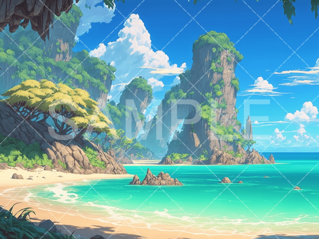 【背景素材】海・海辺3種(ファンタジー系)⑩