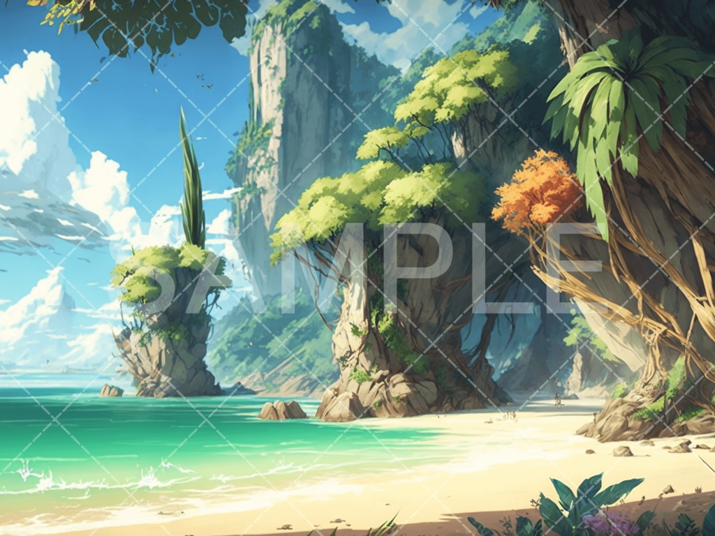 【背景素材】海・海辺3種(ファンタジー系)⑪