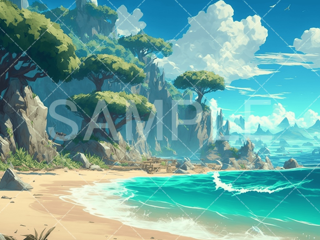 【背景素材】海・海辺3種(ファンタジー系)⑫