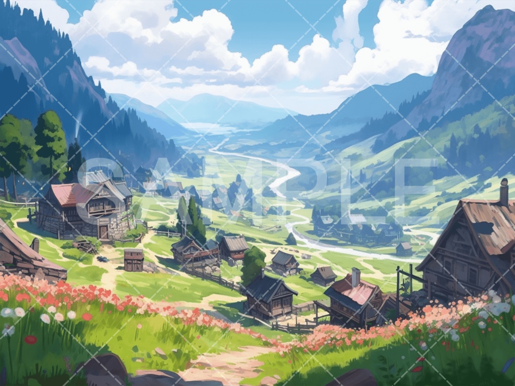 【背景素材】草原・平原3種（ファンタジー系）［018］