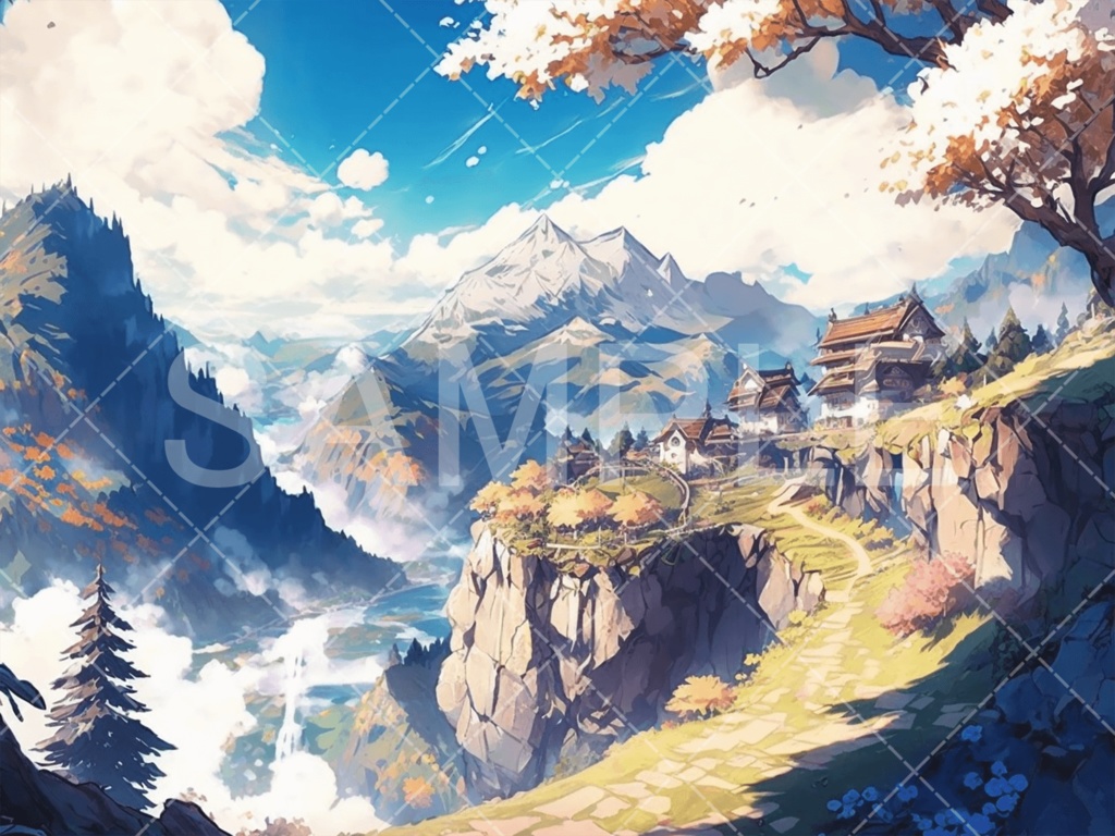 【背景素材】山・山岳3種（ファンタジー系）［006］