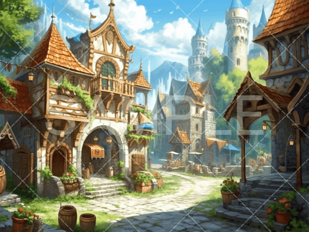 【背景素材】街・町・村3種（ファンタジー系）［074］