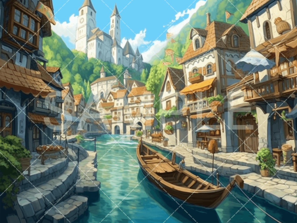 【背景素材】街・町・村3種（ファンタジー系）［075］