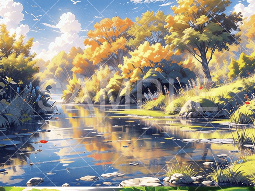 【背景素材】湖・水辺3種［065］