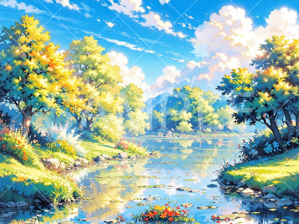 【背景素材】湖・水辺3種［077］