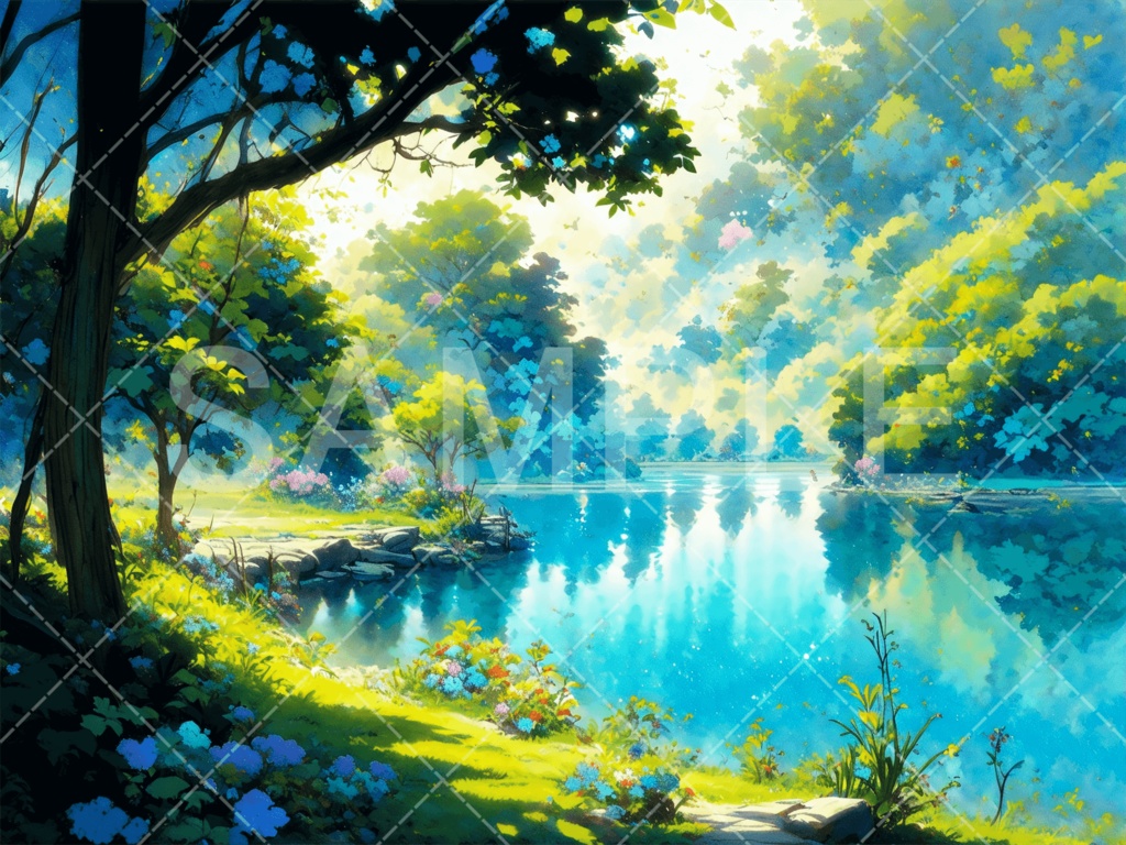 【背景素材】湖・水辺3種［083］