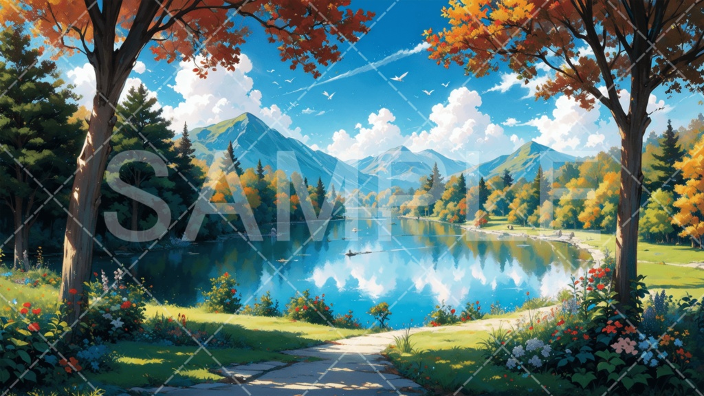 【背景素材】湖・水辺3種［090］