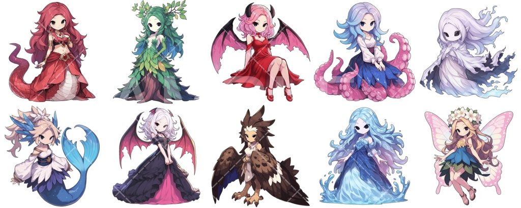 【総集編】かわいいモンスター素材（10セット分：66枚）［004］