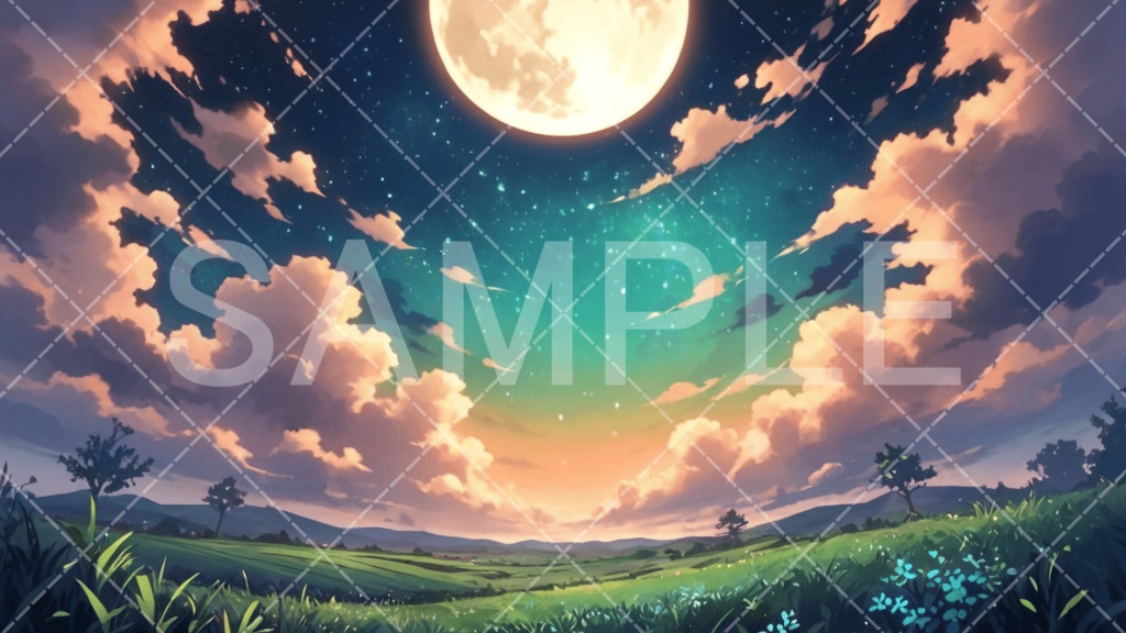 【背景素材】夜景・月3種［039］