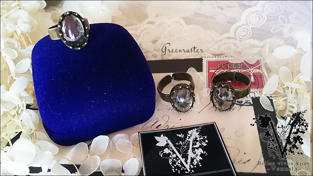 *シックなグリーンオパールの金古美リング-ヴィンテージ-*