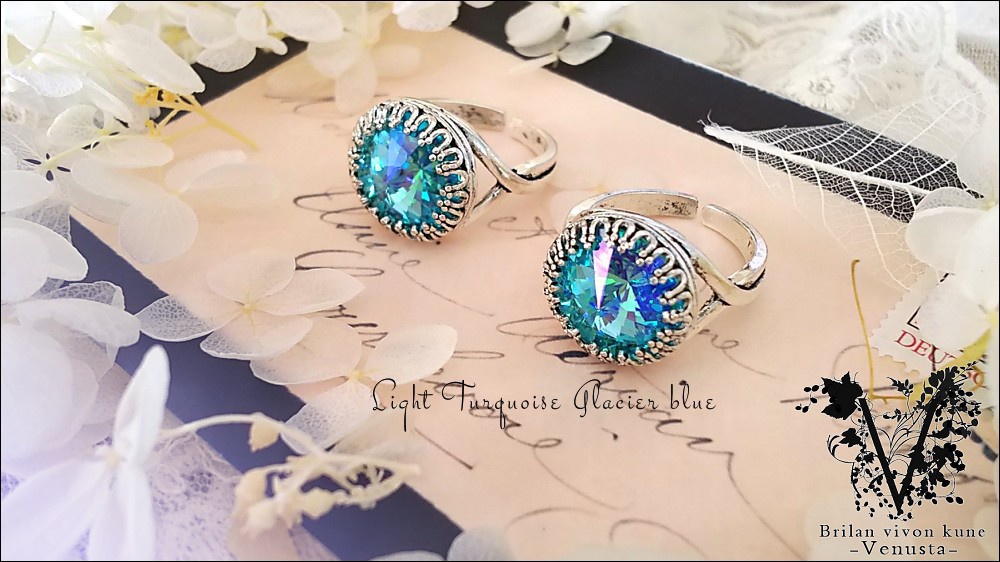 *華やかな碧の輝き、銀古美リング-Vintage-*