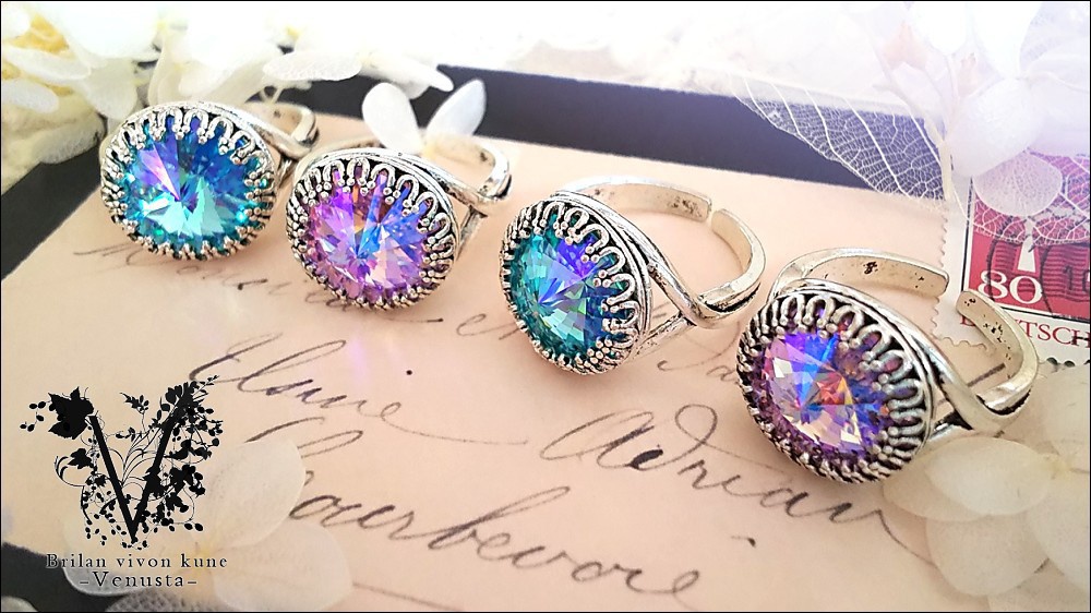 *華やかな碧の輝き、銀古美リング-Vintage-*