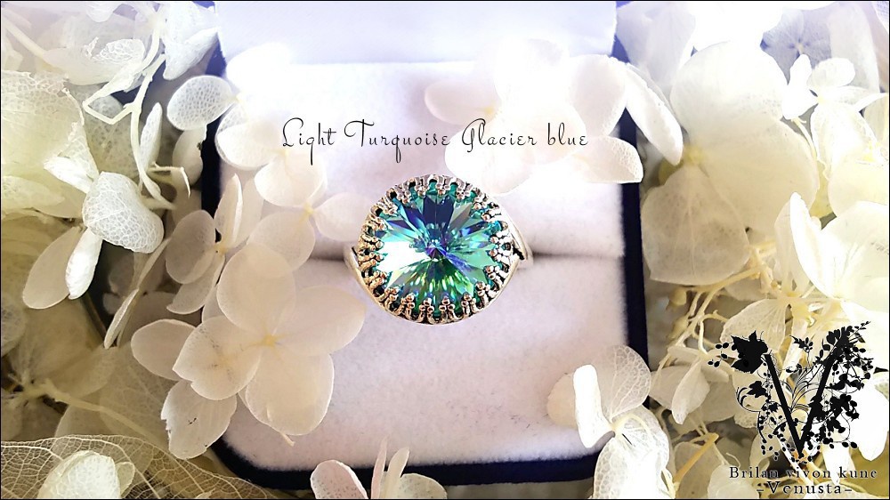 *華やかな碧の輝き、銀古美リング-Vintage-*