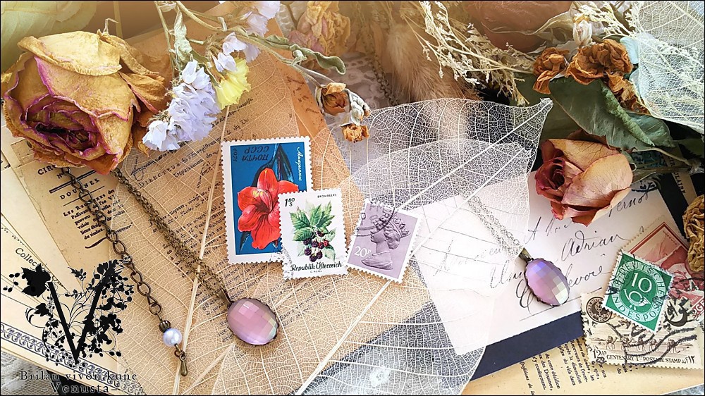 *淡いアメジストフロストの金古美ネックレス*