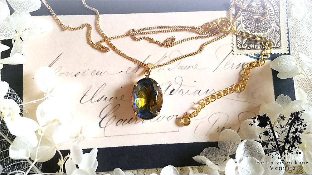 *夕暮れ世界のヴィンテージガラス-ネックレス-*