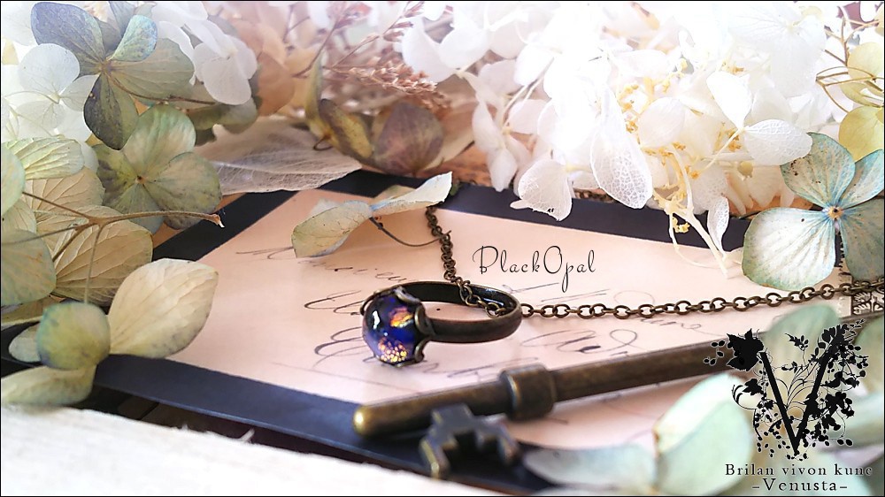 *ブラックオパールのリングネックレス-Vintage-*
