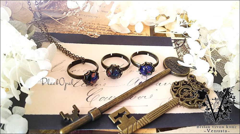 *ブラックオパールのリングネックレス-Vintage-*