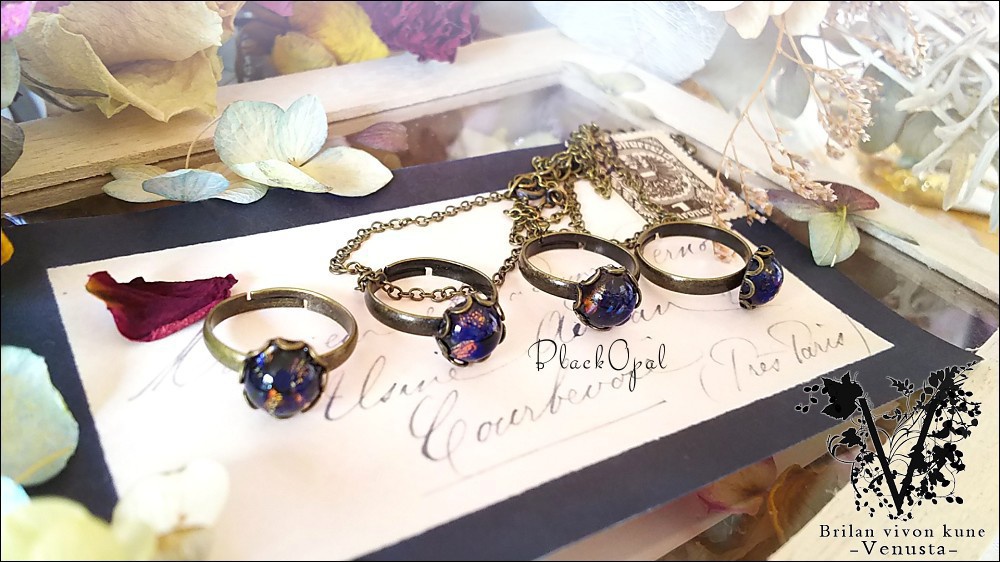 *ブラックオパールのリングネックレス-Vintage-*