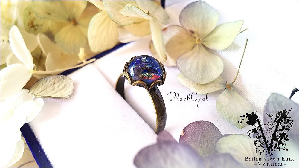 *ブラックオパールのリングネックレス-Vintage-*