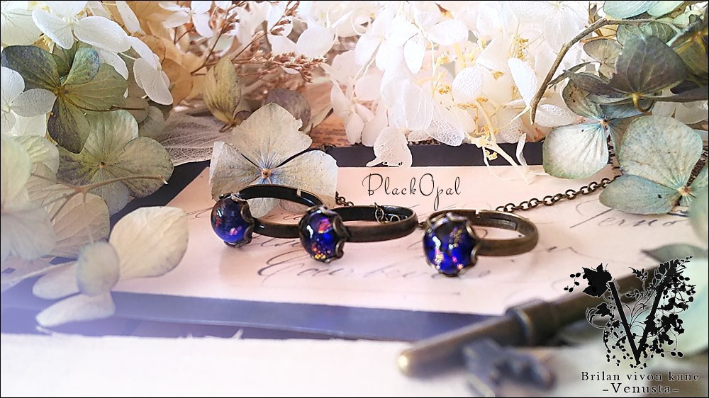 *ブラックオパールのリングネックレス-Vintage-*