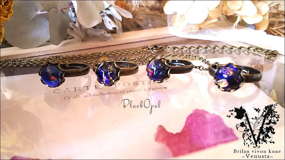 *ブラックオパールのリングネックレス-Vintage-*