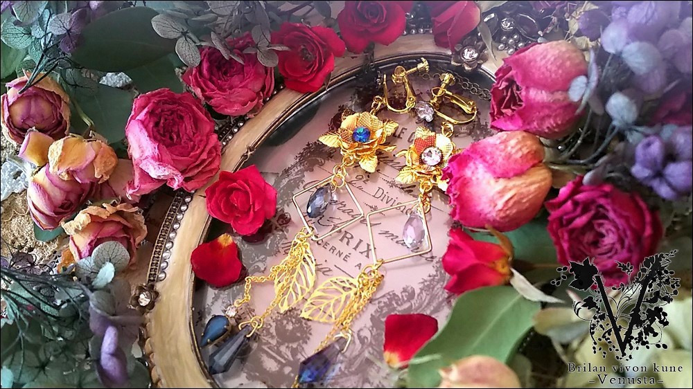 *朝と夜のアシンメトリーイヤリング-Vintage-*