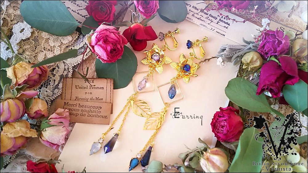 *朝と夜のアシンメトリーイヤリング-Vintage-*