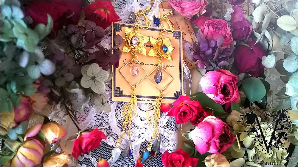 *朝と夜のアシンメトリーイヤリング-Vintage-*