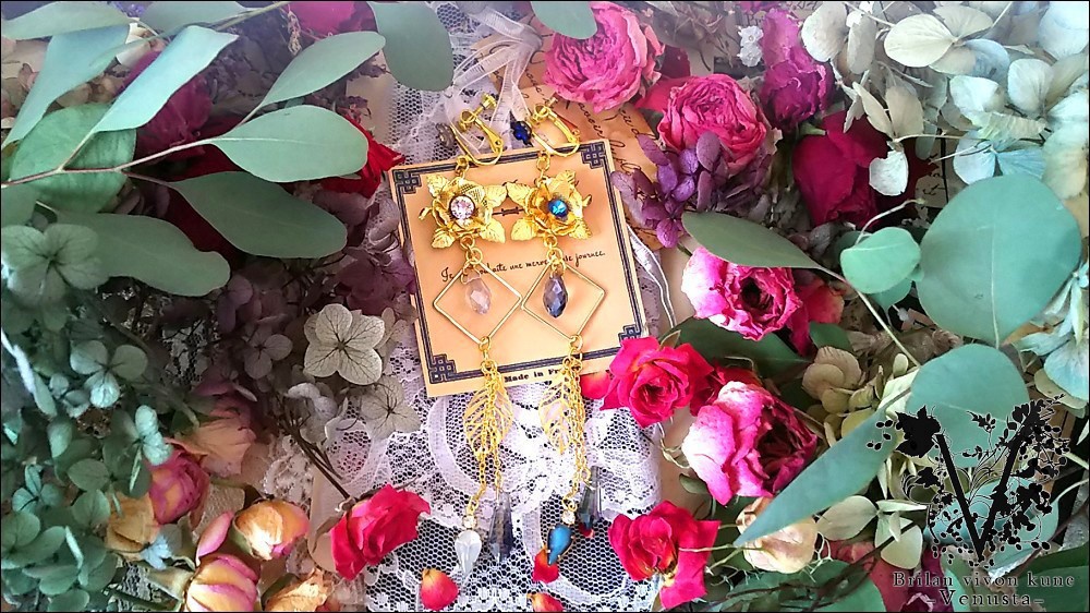 *朝と夜のアシンメトリーイヤリング-Vintage-*